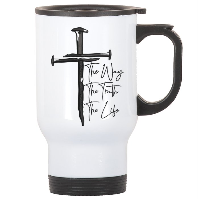 Jesus The Way The Truth The Life Machine Embroidery Jesus Christian Stainless Steel Travel Mug