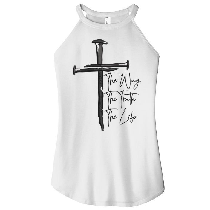 Jesus The Way The Truth The Life Machine Embroidery Jesus Christian Women's Perfect Tri Rocker Tank
