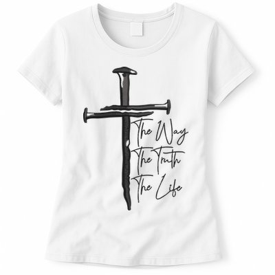 Jesus The Way The Truth The Life Machine Embroidery Jesus Christian Womens T-Shirt