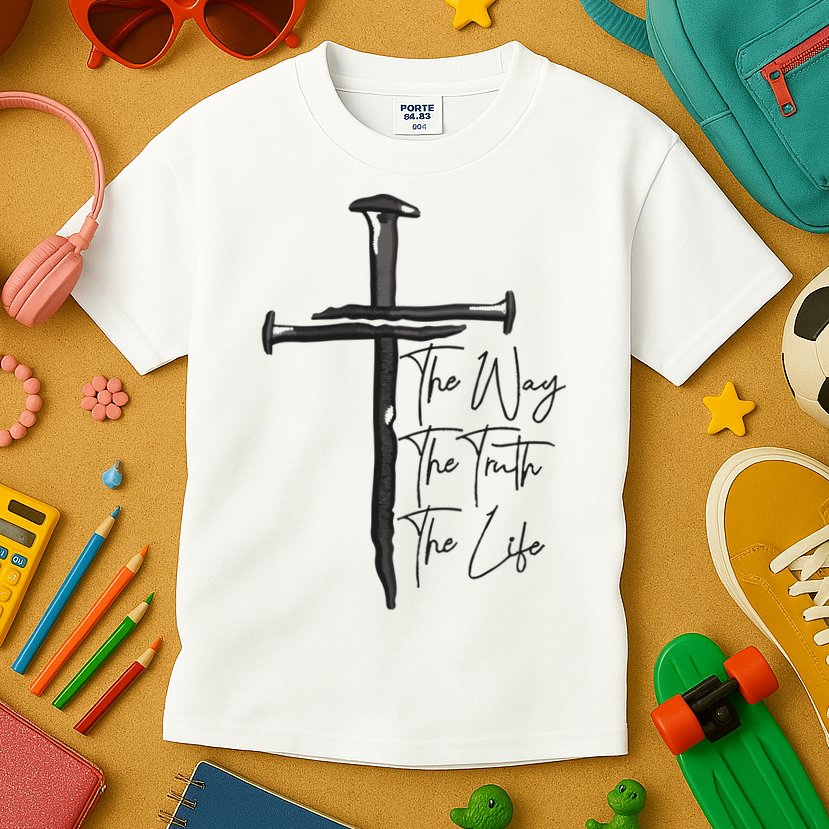 Jesus The Way The Truth The Life Machine Embroidery Jesus Christian Kids T-Shirt