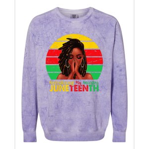 Juneteenth T Women Locd Hair Remebering My Ancestors Colorblast Crewneck Sweatshirt