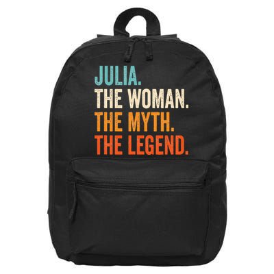 Julia The Woman The Myth The Legend First Name Julia 16 in Basic Backpack