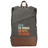 Julia The Woman The Myth The Legend First Name Julia Cotton Canvas Backpack