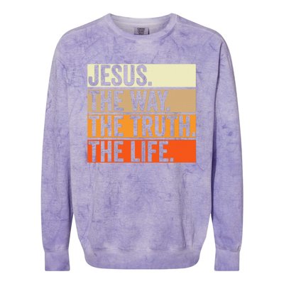 Jesus The Way Truth Life Christian Worship Bible Preacher Colorblast Crewneck Sweatshirt