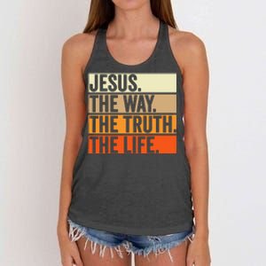 Jesus The Way Truth Life Christian Worship Bible Preacher Women's Knotted Racerback Tank