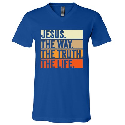 Jesus The Way Truth Life Christian Worship Bible Preacher V-Neck T-Shirt