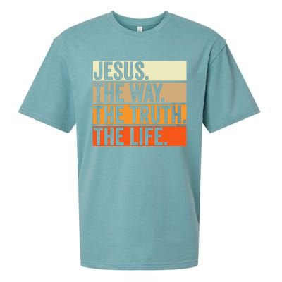 Jesus The Way Truth Life Christian Worship Bible Preacher Sueded Cloud Jersey T-Shirt