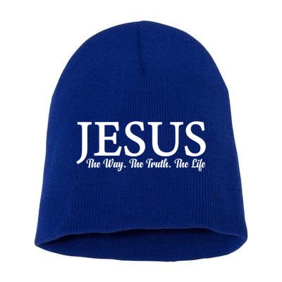 Jesus The Way Truth Life Inspirational Faith Christians Great Gift Short Acrylic Beanie