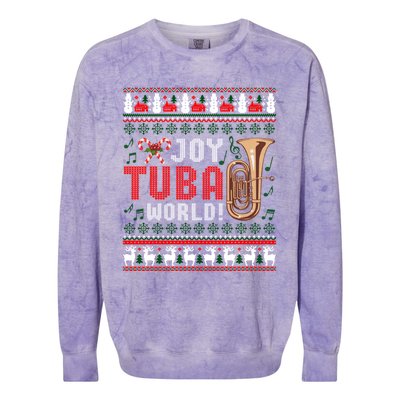 Joy Tuba World Funny Christmas Ugly Xmas Sweater Cool Gift Colorblast Crewneck Sweatshirt