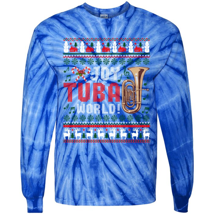 Joy Tuba World Funny Christmas Ugly Xmas Sweater Cool Gift Tie-Dye Long Sleeve Shirt