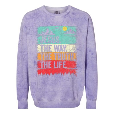 Jesus The Way Truth Life Christian Worship Colorblast Crewneck Sweatshirt