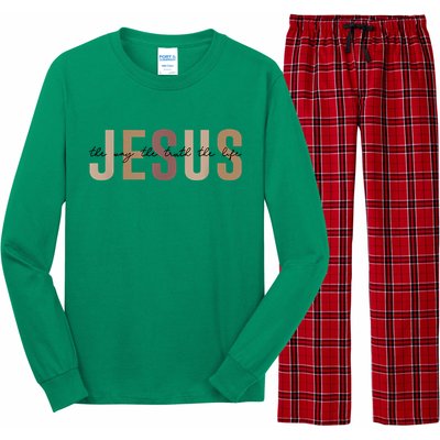 Jesus The Way Truth Life Bible Verse Christian Long Sleeve Pajama Set