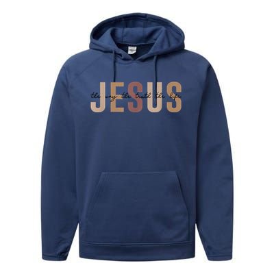 Jesus The Way Truth Life Bible Verse Christian Performance Fleece Hoodie