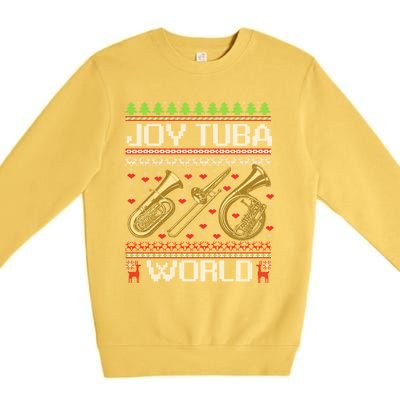 Joy Tuba World Music Lover Xmas Ugly Tuba Christmas Cool Gift Premium Crewneck Sweatshirt