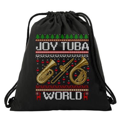 Joy Tuba World Music Lover Xmas Ugly Tuba Christmas Cool Gift Drawstring Bag