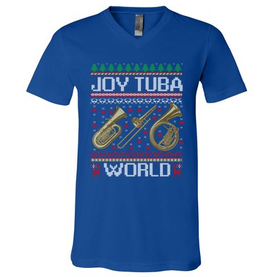 Joy Tuba World Music Lover Xmas Ugly Tuba Christmas Cool Gift V-Neck T-Shirt