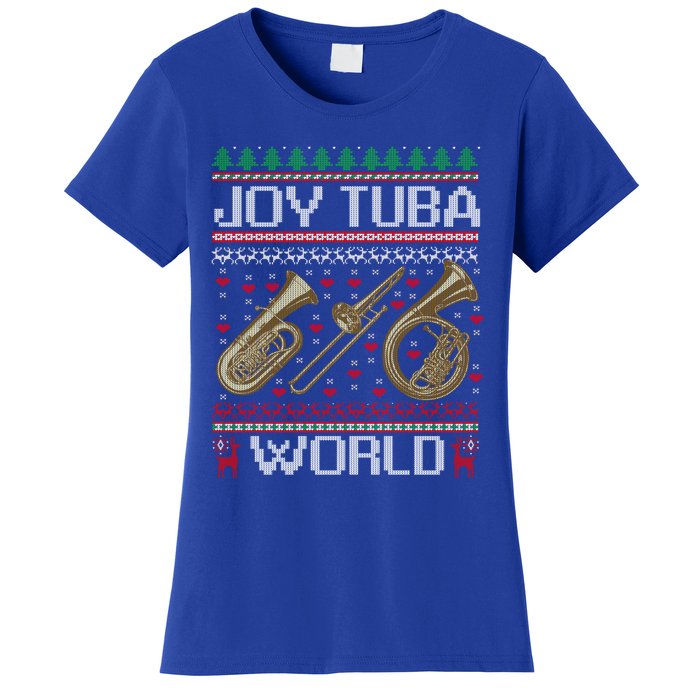 Joy Tuba World Music Lover Xmas Ugly Tuba Christmas Cool Gift Women's T-Shirt