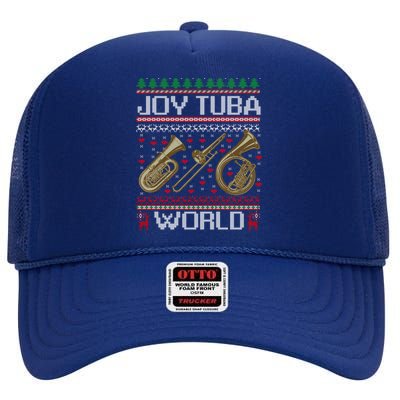 Joy Tuba World Music Lover Xmas Ugly Tuba Christmas Cool Gift High Crown Mesh Back Trucker Hat