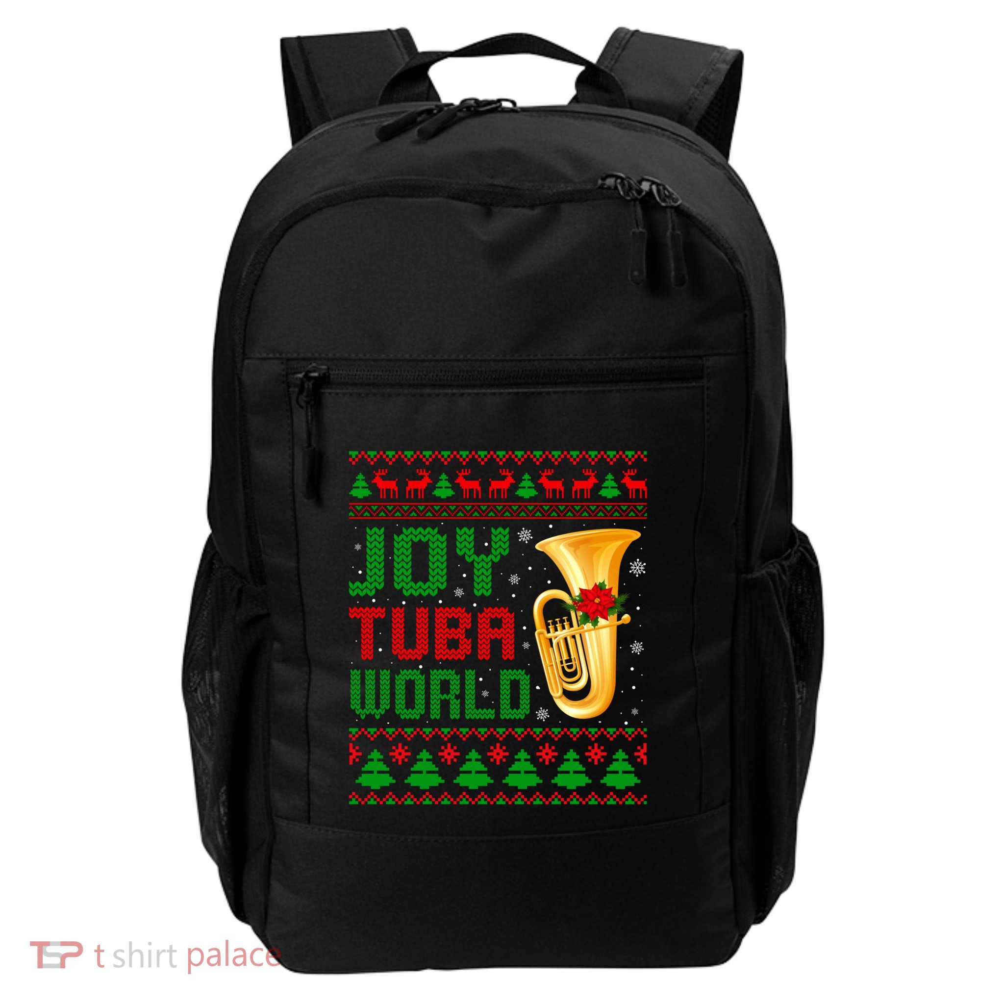 Joy Tuba World Xmas Music Lover Ugly Christmas Sweater Funny Gift Backpack
