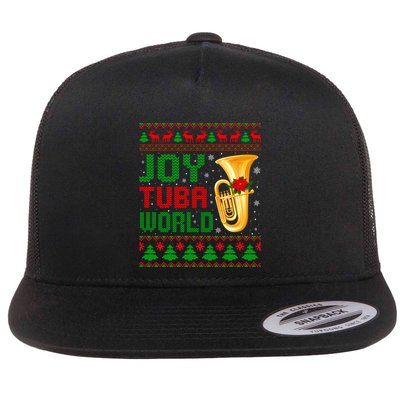 Joy Tuba World Xmas Music Lover Ugly Christmas Sweater Funny Gift Flatbill Hat
