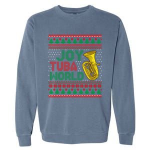 Joy Tuba World Ugly Christmas Sweater Music Lover Xmas Gift Garment-Dyed Sweatshirt