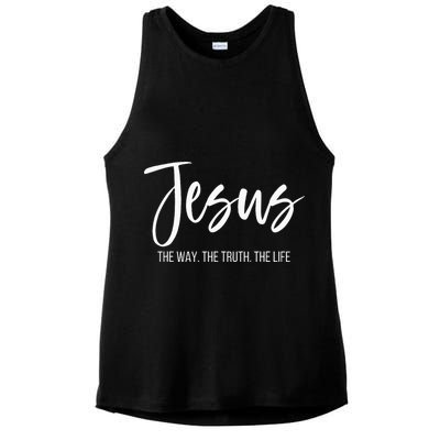 Jesus The Way The Truth The Life Christian Religious Ladies PosiCharge Tri-Blend Wicking Tank