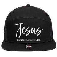 Jesus The Way The Truth The Life Christian Religious 7 Panel Mesh Trucker Snapback Hat
