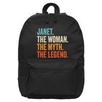 Janet The Woman The Myth The Legend First Name Janet 16 in Basic Backpack