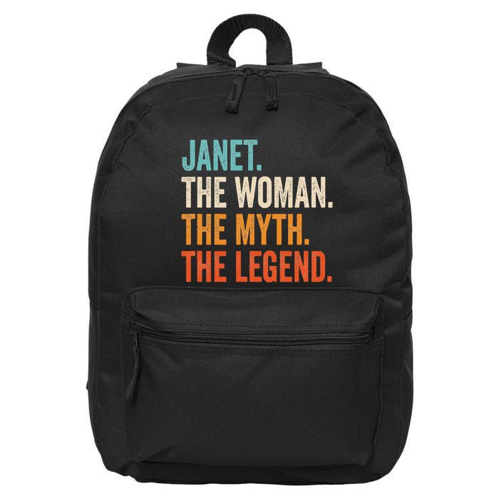Janet The Woman The Myth The Legend First Name Janet 16 in Basic Backpack