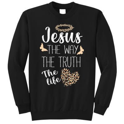 Jesus The Way Truth Life Women Christian Leopard Sweatshirt