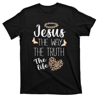 Jesus The Way Truth Life Women Christian Leopard T-Shirt