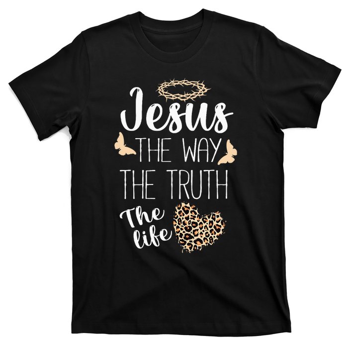 Jesus The Way Truth Life Women Christian Leopard T-Shirt