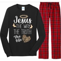 Jesus The Way Truth Life Women Christian Leopard Long Sleeve Pajama Set