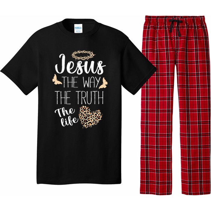 Jesus The Way Truth Life Women Christian Leopard Pajama Set