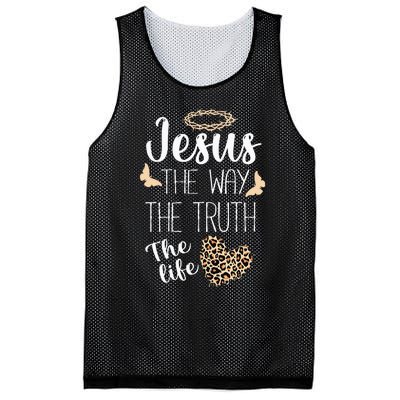 Jesus The Way Truth Life Women Christian Leopard Mesh Reversible Basketball Jersey Tank