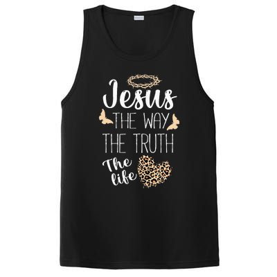 Jesus The Way Truth Life Women Christian Leopard PosiCharge Competitor Tank