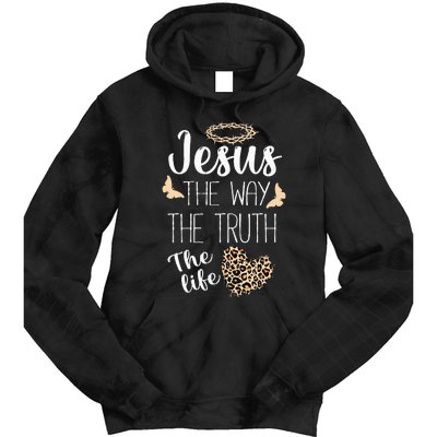 Jesus The Way Truth Life Women Christian Leopard Tie Dye Hoodie