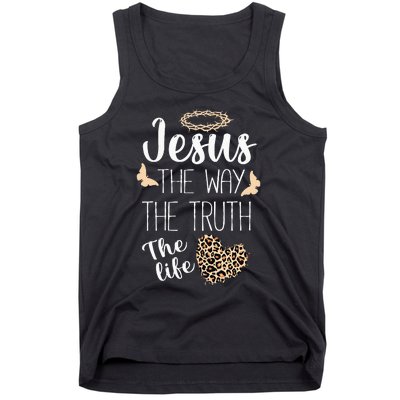 Jesus The Way Truth Life Women Christian Leopard Tank Top