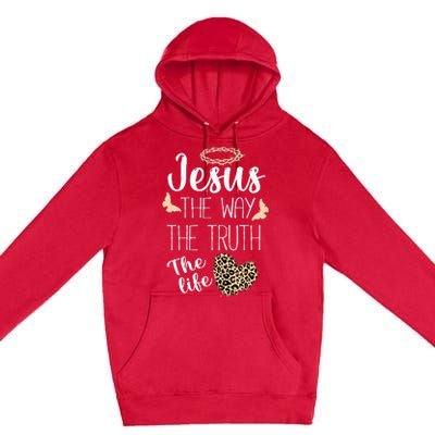 Jesus The Way Truth Life Women Christian Leopard Premium Pullover Hoodie