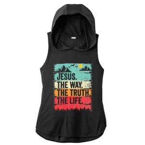 Jesus The Way Truth Life Christian Worship Ladies PosiCharge Tri-Blend Wicking Draft Hoodie Tank