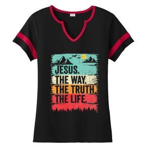 Jesus The Way Truth Life Christian Worship Ladies Halftime Notch Neck Tee