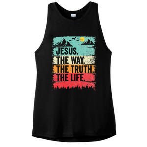 Jesus The Way Truth Life Christian Worship Ladies PosiCharge Tri-Blend Wicking Tank