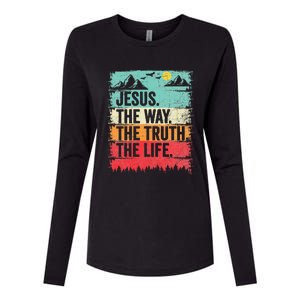 Jesus The Way Truth Life Christian Worship Womens Cotton Relaxed Long Sleeve T-Shirt