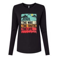 Jesus The Way Truth Life Christian Worship Womens Cotton Relaxed Long Sleeve T-Shirt