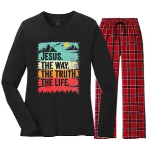 Jesus The Way Truth Life Christian Worship Women's Long Sleeve Flannel Pajama Set 