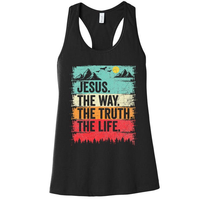 Jesus The Way Truth Life Christian Worship Women's Racerback Tank