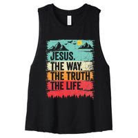 Jesus The Way Truth Life Christian Worship Women's Racerback Cropped Tank