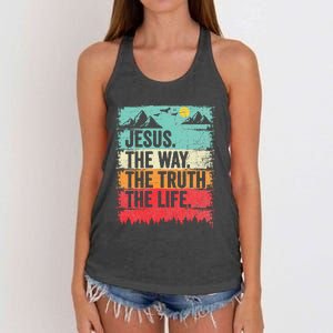 Jesus The Way Truth Life Christian Worship Women's Knotted Racerback Tank