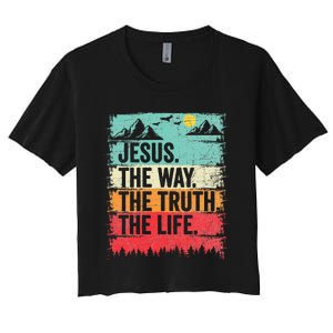 Jesus The Way Truth Life Christian Worship Women's Crop Top Tee