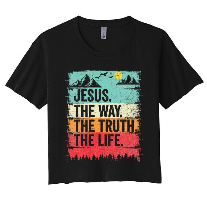 Jesus The Way Truth Life Christian Worship Women's Crop Top Tee